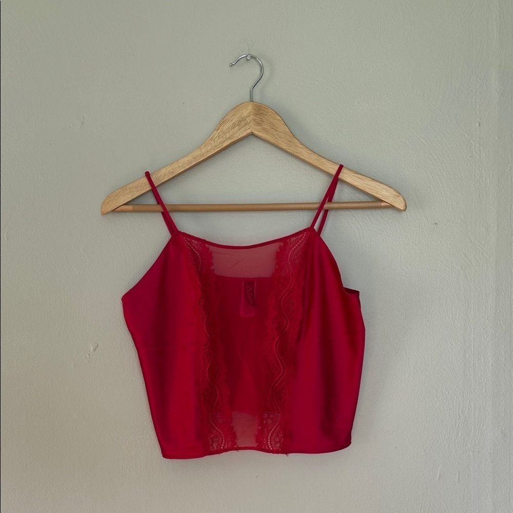 La SENZA Vibrant Red Lace sheer Cami small